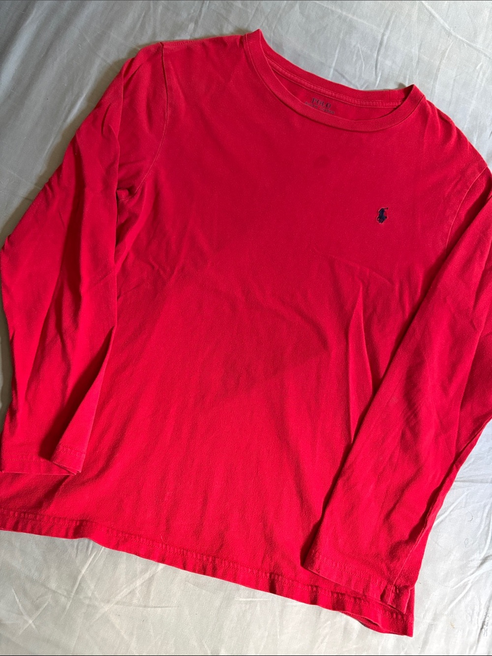 Polo by Ralph Lauren Long-Sleeve Crewneck Tee - Red with Navy Pony
